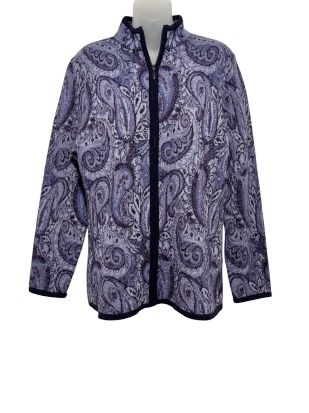 Pendleton Purple Paisley Zip-Front Cardigan Jacket